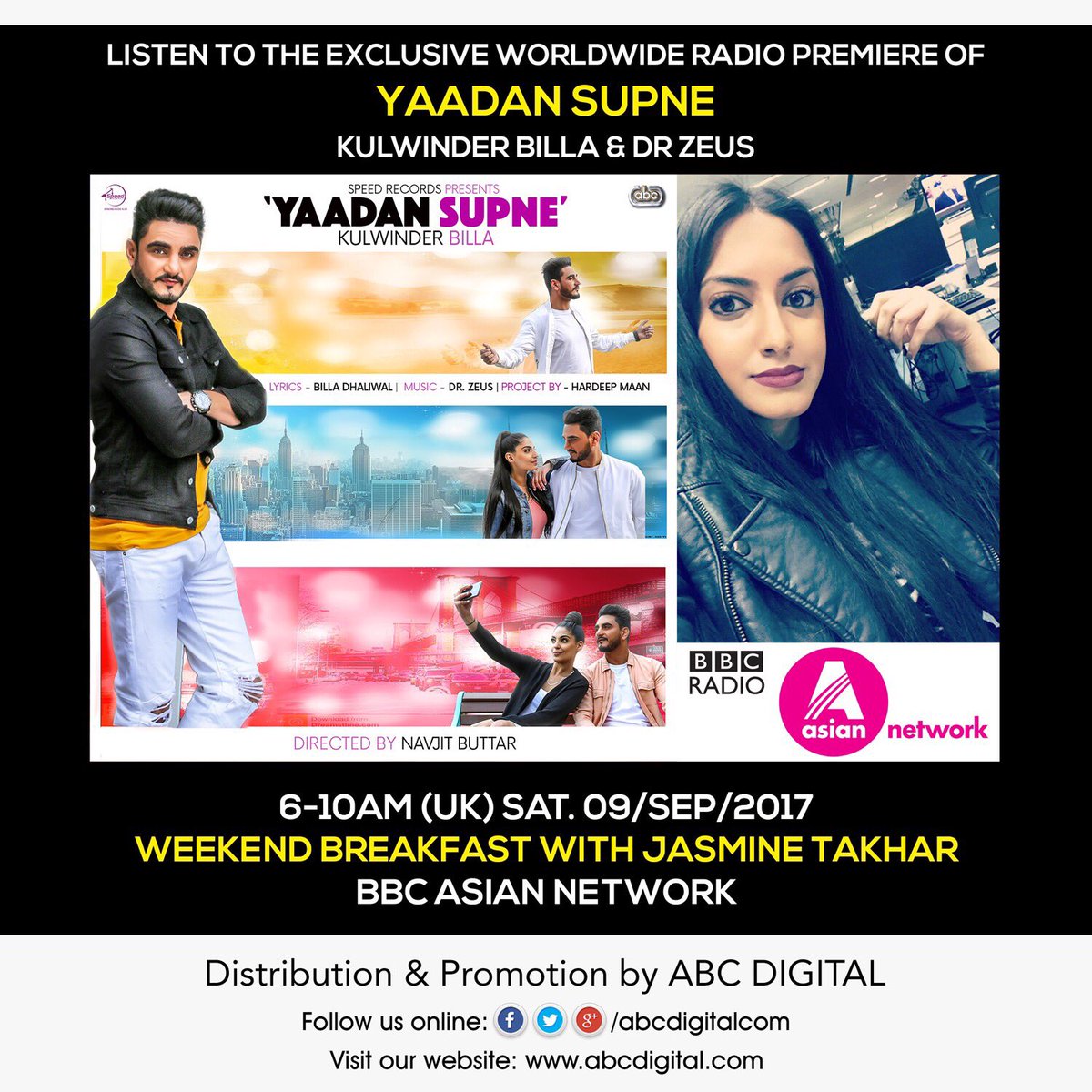 KulwinderBilla1's tweet photo. today listen my new song #YaadanSupne "exclusive @bbcasiannetwork with @Jasmine_Takhar https://t.co/HMaiElM6cX