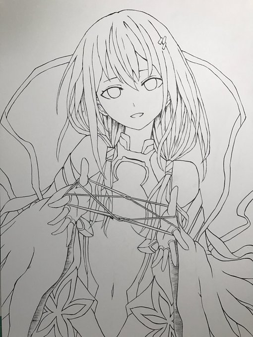 線画できた。塗りはどうしようかな… 