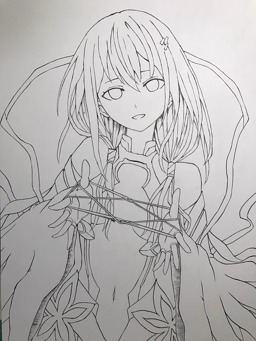 線画できた。塗りはどうしようかな… 
