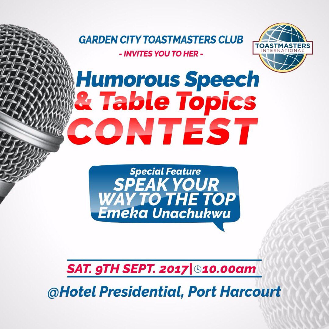 it's about to go down ... #Humorous #Speech #Contests at #Hotel #Presidential #Portharcourt <a href="/GardenCityTM/">GC Toastmasters</a> 10am <a href="/SterlingTM20/">SterlingToastmasters</a> 1pm . <a href="/TouchPH/">TouchPH</a>