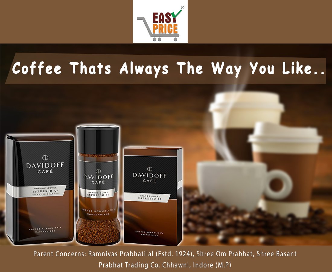 easypriceIndia's tweet photo. Start your day with World Class DAVIDOFF Cafe only at easy price.

#coffee #refresh #morning #indore #onestopshop #easyprice https://t.co/xRGcMLqXTH