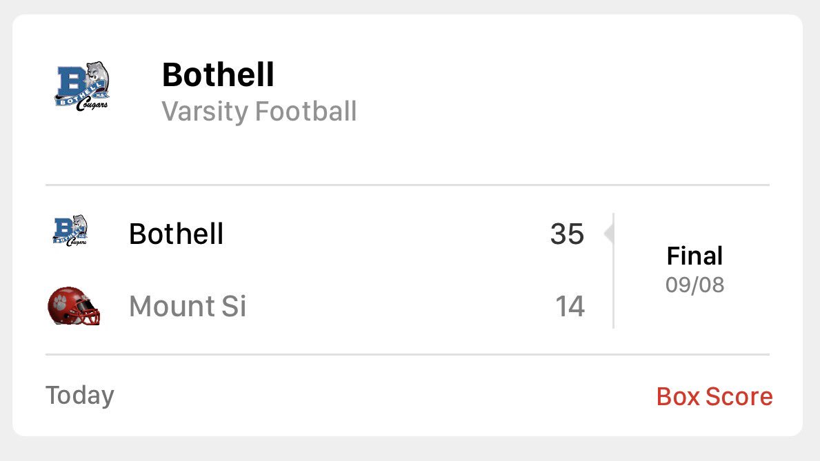 scottbickhaus's tweet photo. Nice win for the Cougars tonight. #28 #gocougars #bothellfootball https://t.co/FHcNaMxOs8