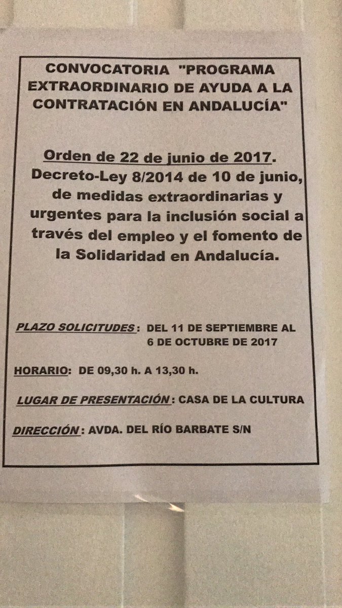 Importante información del programa para la contratación de vecinos para la inclusión social.