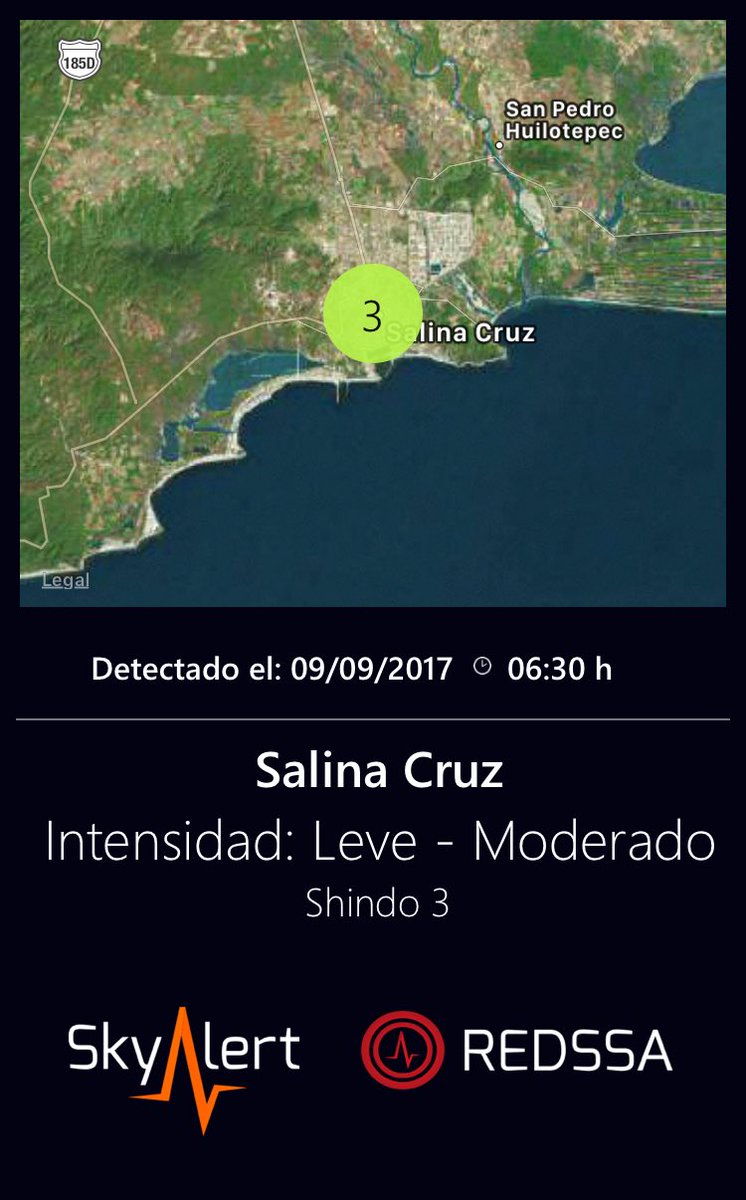 SkyAlertMx's tweet image. #Ahora - réplica de intensidsd leve - moderado en Salina Cruz, Oaxaca.