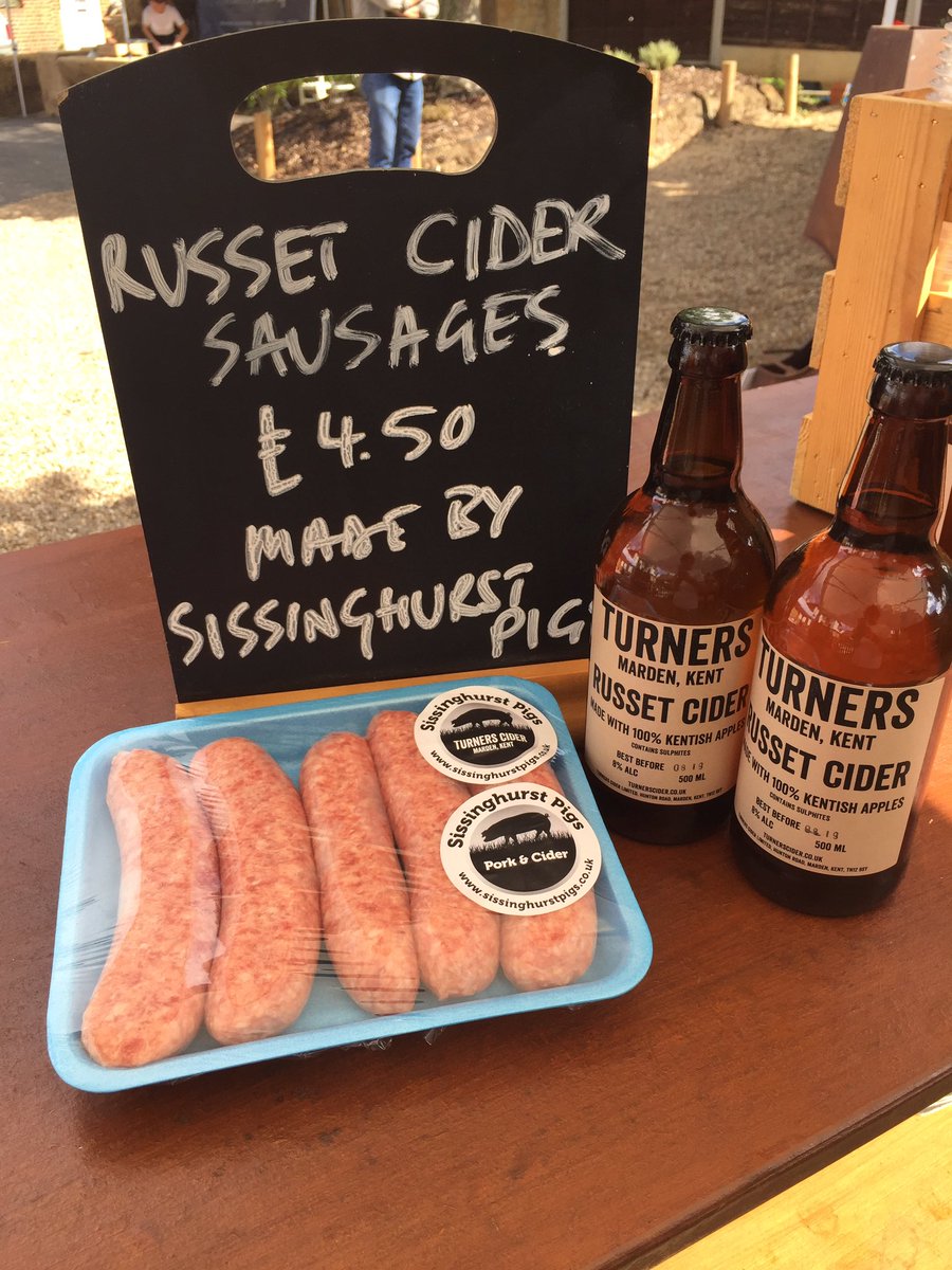 We've got Russet Cider sausages for sale <a href="/curiousfeasting/">The Curious Eatery</a> 1st birthday party made by <a href="/sisspigs/">Sissinghurst Pigs</a>