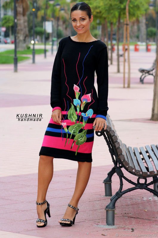 IrinaKushnir1's tweet photo. Knitted black cocktail dress "Calla" with Swarovski crystals    #blackdress #handknitted #collection2018 #knittingtoorder #swarovski https://t.co/kPG59jLSn2