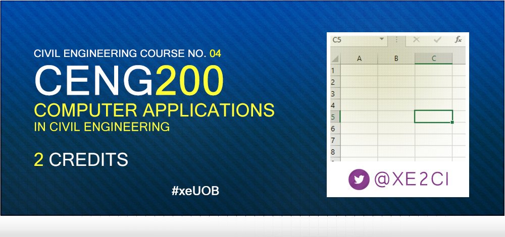 Xe2Ci's tweet photo. #CENG200
مادة تتعلّق بالبرمجيّات وتطبيقاتها وتسخدم:
1- Excel
2- Visual Basic
3- Matlab
#xeUOB #UOB https://t.co/Vb1Lf6LPR2