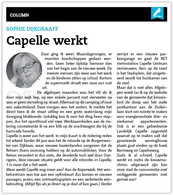 SDijkgraaff's tweet photo. Nieuwe #column voor de #weekkrant 😊
#Capelle #verbouwen #short #ijsselenlekstreek #Krant #amwriting #reporters https://t.co/0GGBxgIKbL