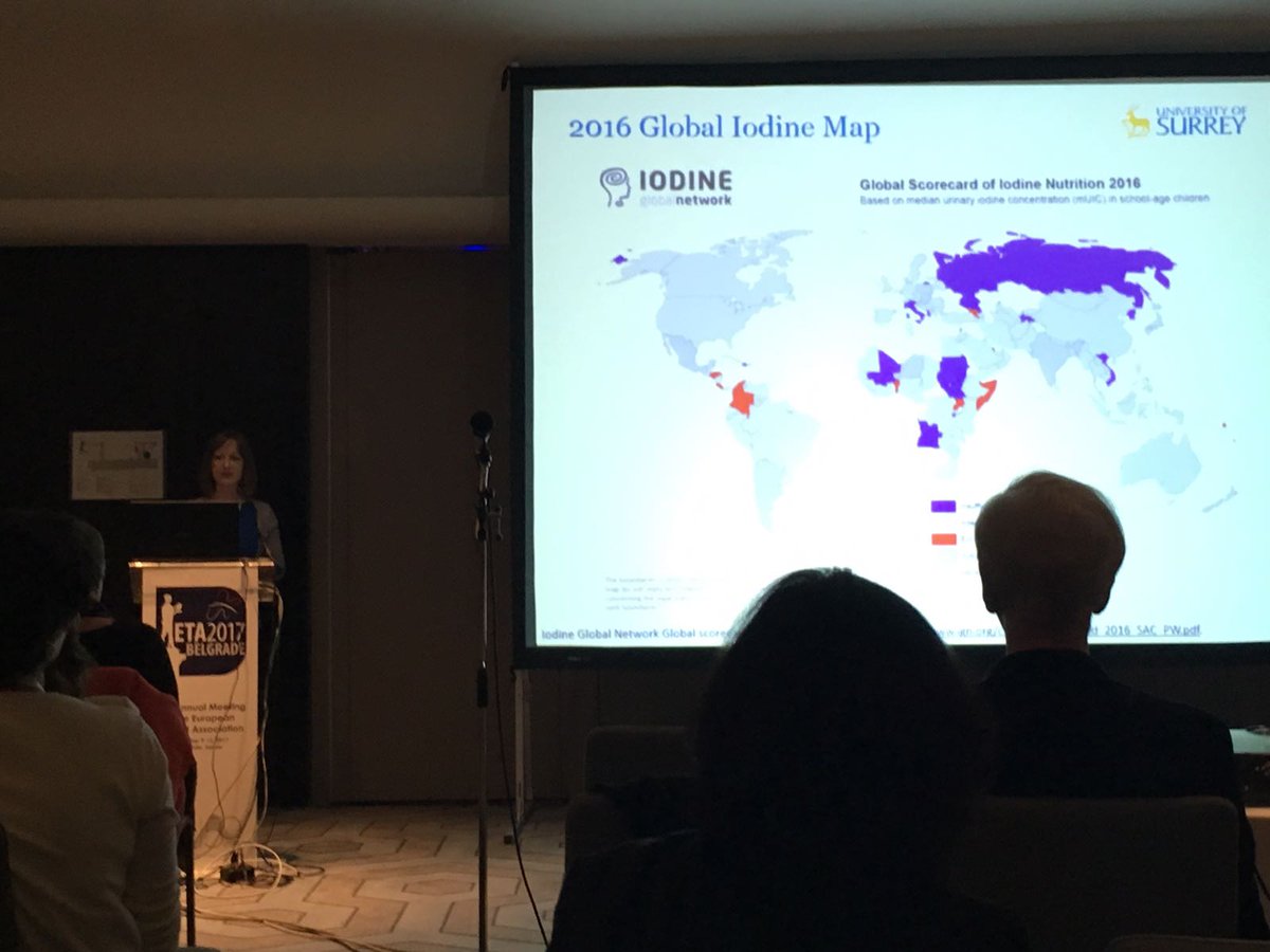 WiodineA's tweet photo. Has UK really become iodine sufficient? Interesting presentation from @SarahBath at #ETA2017 #iodine #nutrition https://t.co/qIXOsWGwI0