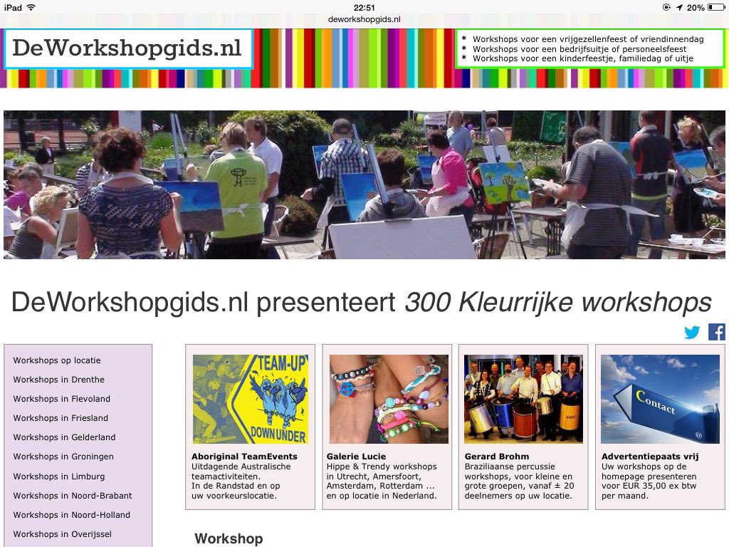 Uitjes &amp; Bedrijfsuitjes DeWorkshopgids.nl #Uitje #Bedrijfsuitje #Uitjes #Bedrijfsuitjes #Workshop #Workshops #Cursus #Training #Feest