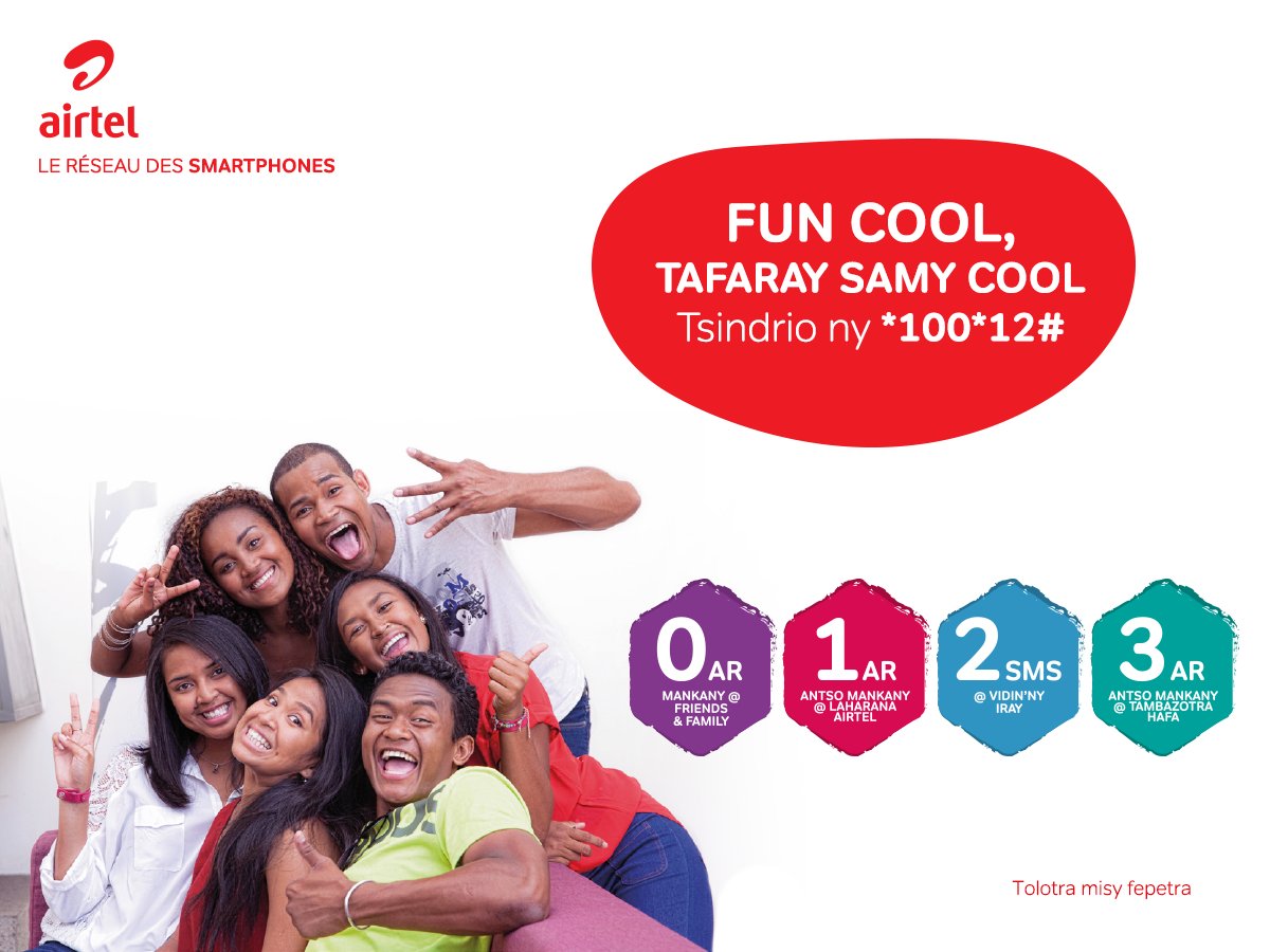 airtelmg's tweet photo. Profitez des avantages uniques de #FunCool et communiquez à volonté avec vos proches et amis ;) https://t.co/Ghc5wTXFW8