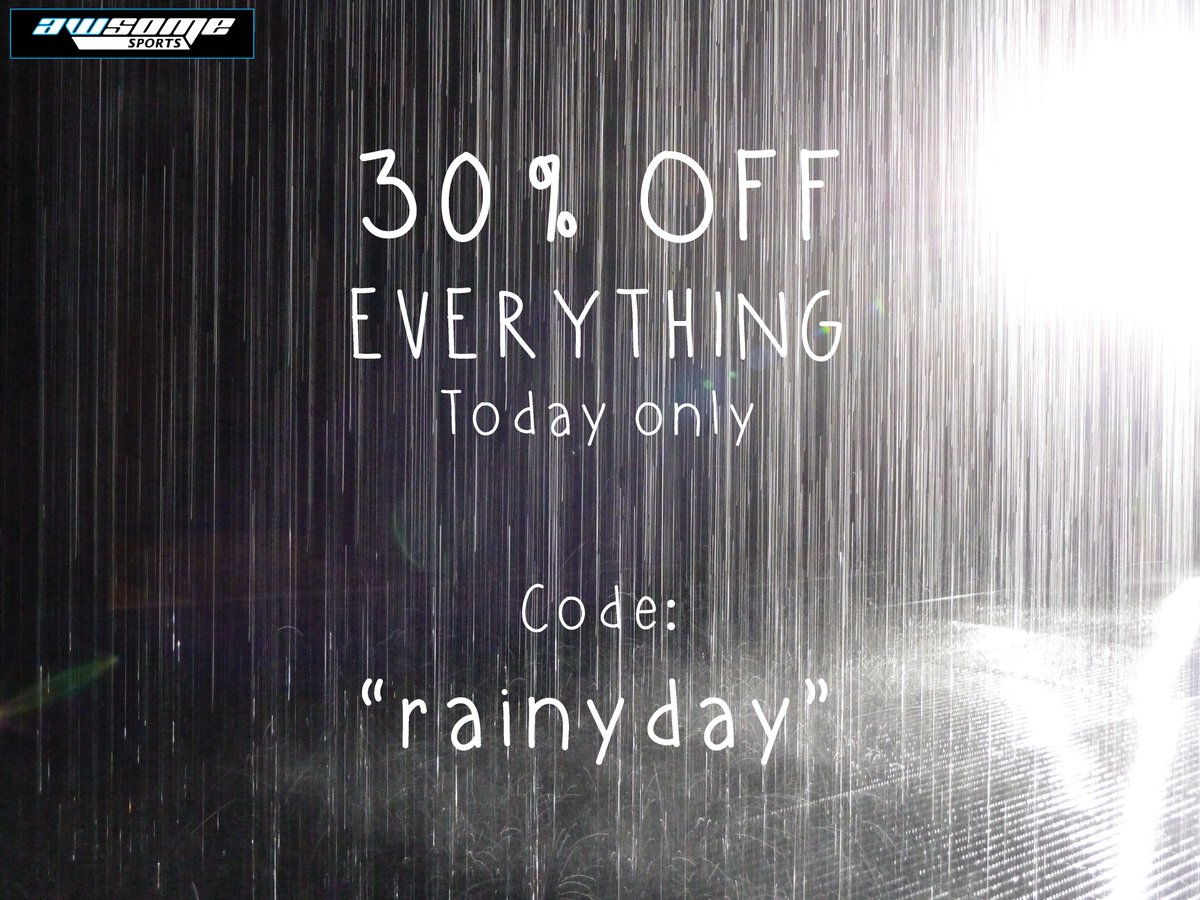 Brighten up this rainy day with 30% OFF EVERYTHING at awsomesports.co.uk
Use code "rainyday" at checkout. Today Only.