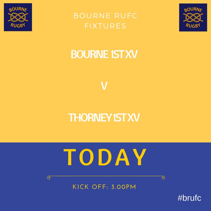 1st XV at home this afternoon v <a href="/ThorneyRUFC/">Thorney Rugby Club</a>. KO at 3pm, come on down &amp; cheer the lads on! Bar open!