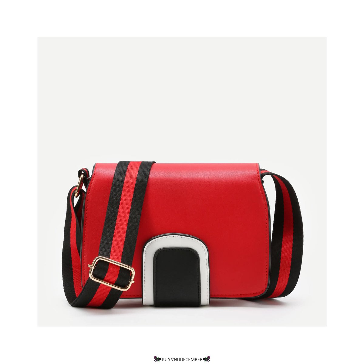 #JNDNewin Kevvy Red Stripe Strap Crossbody Bag - Rp250,000 (pu leather - size (L*H*W) 20*7*14cm - with long strap)