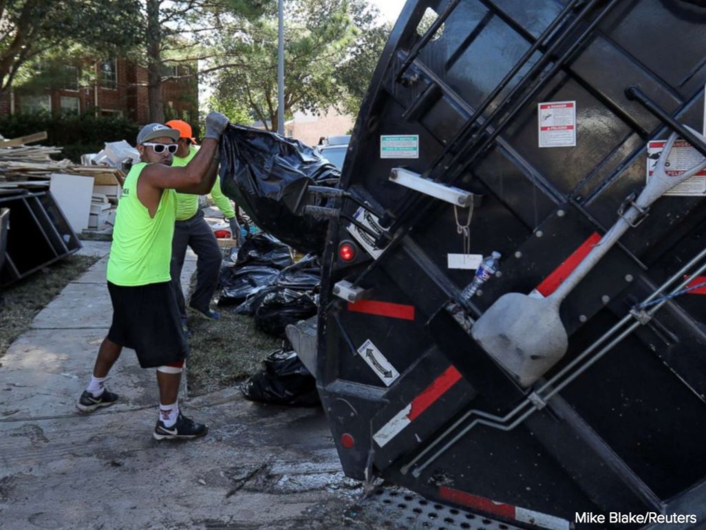 ABC's tweet image. Houston citizens have thrown out 8 million+ cubic yards of drywall, furniture, appliances and clothing after #Harvey abcn.ws/2eTmuUV