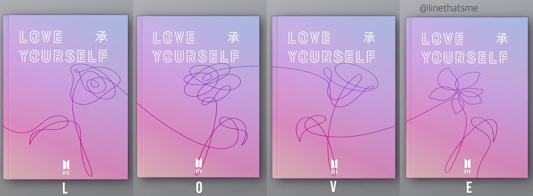 “Proof that the 4 flowers belongs to each version of LOVE YOURSELF 承 &#...