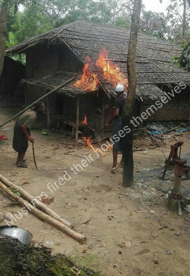 #Rakhine true story: Who are they? Believe it or not! Quarter-4 #Maungtaw. Setting fire on their own houses! Why? Think abt it! It's Truth!