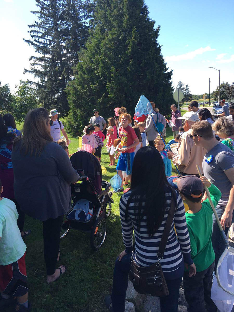 LeanderCampbell's tweet image. Massing the troops to learn how to sweep for bugs. Son was successful in finding a grasshopper. @bugdayOttawa