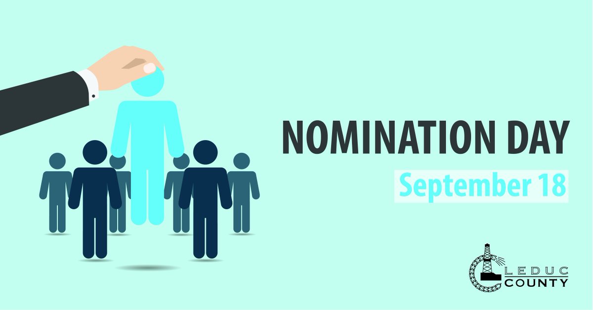 LeducCounty's tweet photo. Nomination day for #LCelection is Sept. 18 from 10 a.m. to noon. Don't forget your papers and $100 cash deposit! https://t.co/l4MO5wSbVn https://t.co/O4vPzZZF6I