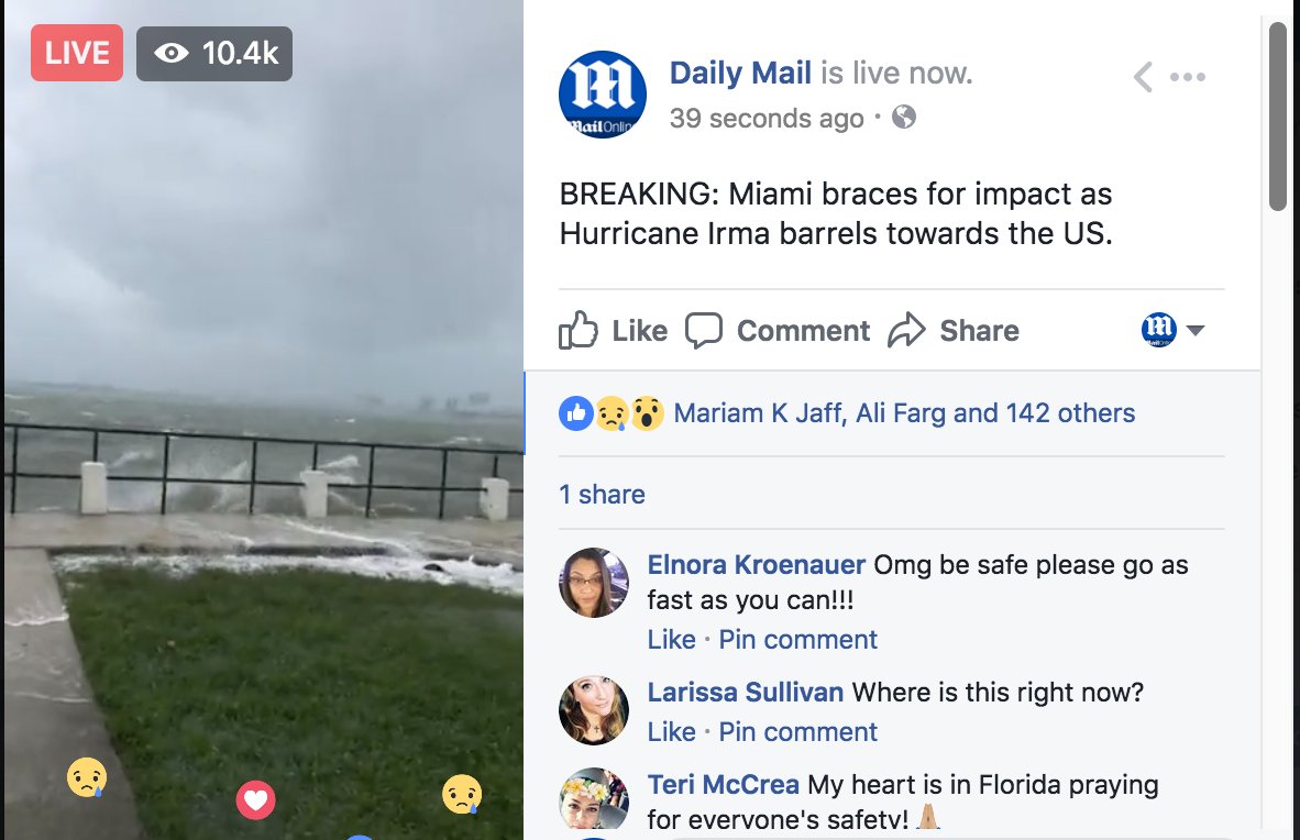 Daily_MailUS's tweet photo. LIVE: Miami braces for impact as Hurricane Irma barrels towards the US https://t.co/vhCqoMJuYb https://t.co/TW4yNweail
