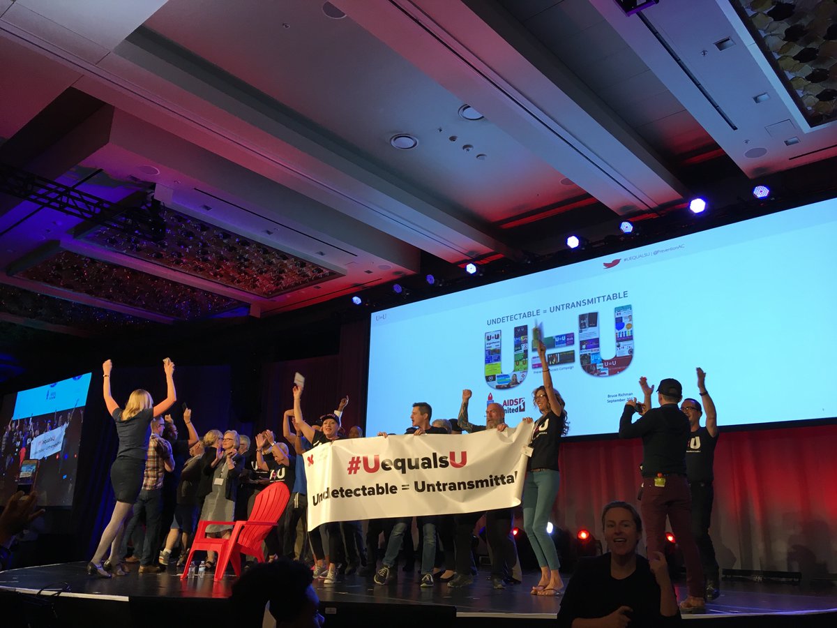 ImpactMC1's tweet photo. Powerful moment in the plenary with @PreventionAC #UequalsU #UEQUALSU #Protest #2017usca #scienceisclear #undectable #untrasmittable https://t.co/Kag3b60qRO
