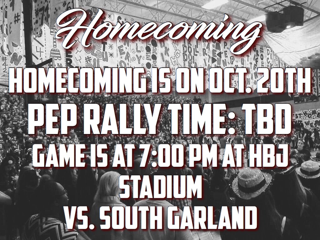 2017Rowlett's tweet photo. For anyone in class of 2017 wishing to return for homecoming we will post info about attending pep rally week of homecoming https://t.co/tPNZnpU7pk