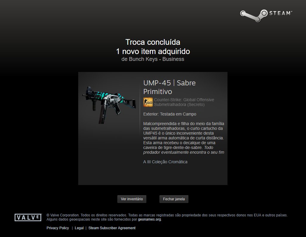 marceloftaveira's tweet image. I won a UMP-45 | Primal Saber! Thanks @BunchKeys!