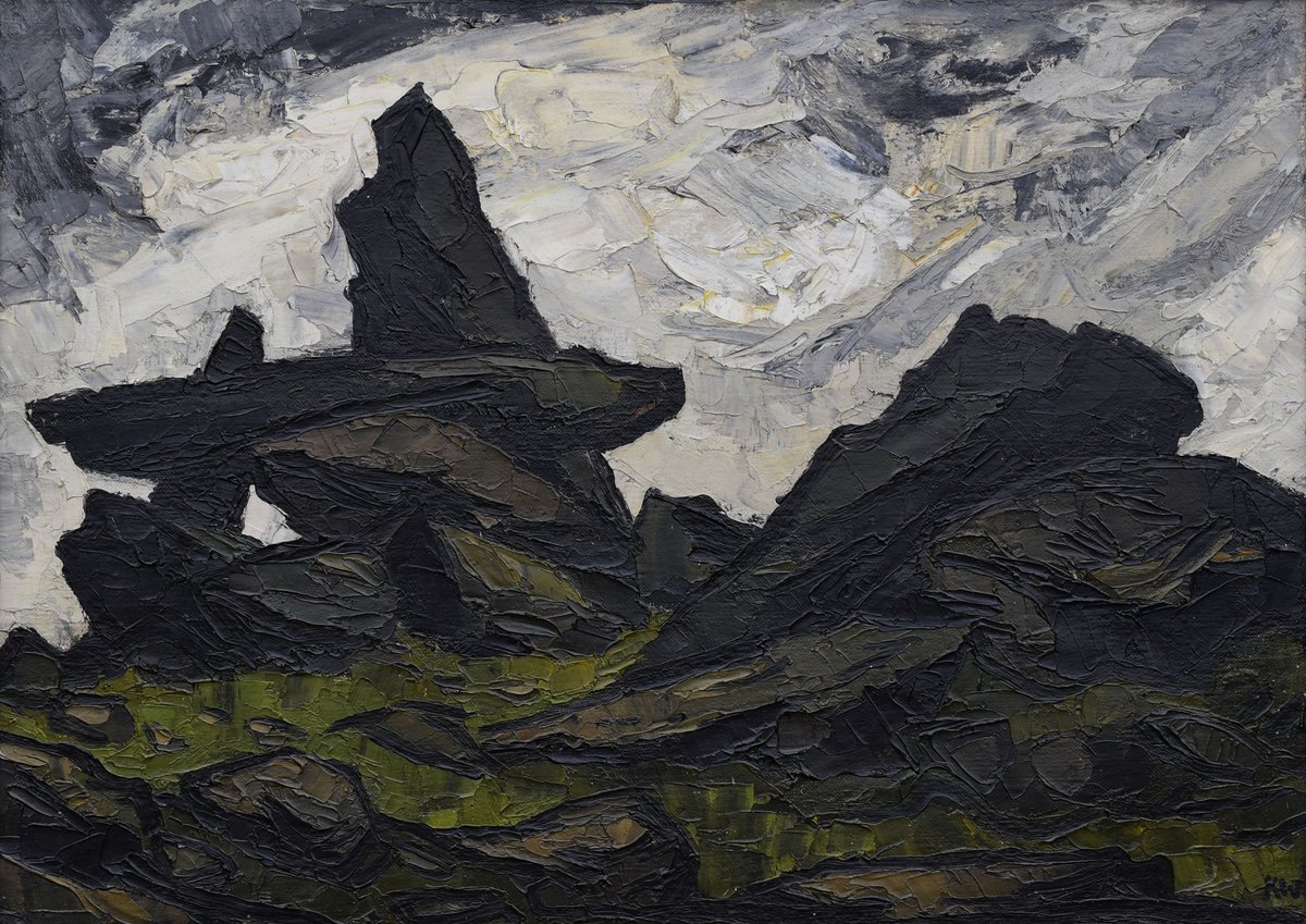 RogersJonesCo1's tweet photo. SOLD ยฃ15,000. Sir #Kyffin Williams oil. #Trefignath' ancient chambered tomb nr #Trearddur #Anglesey. Lot 454 (Est: ยฃ15-20,000) #WelshSale https://t.co/Dofdury58H
