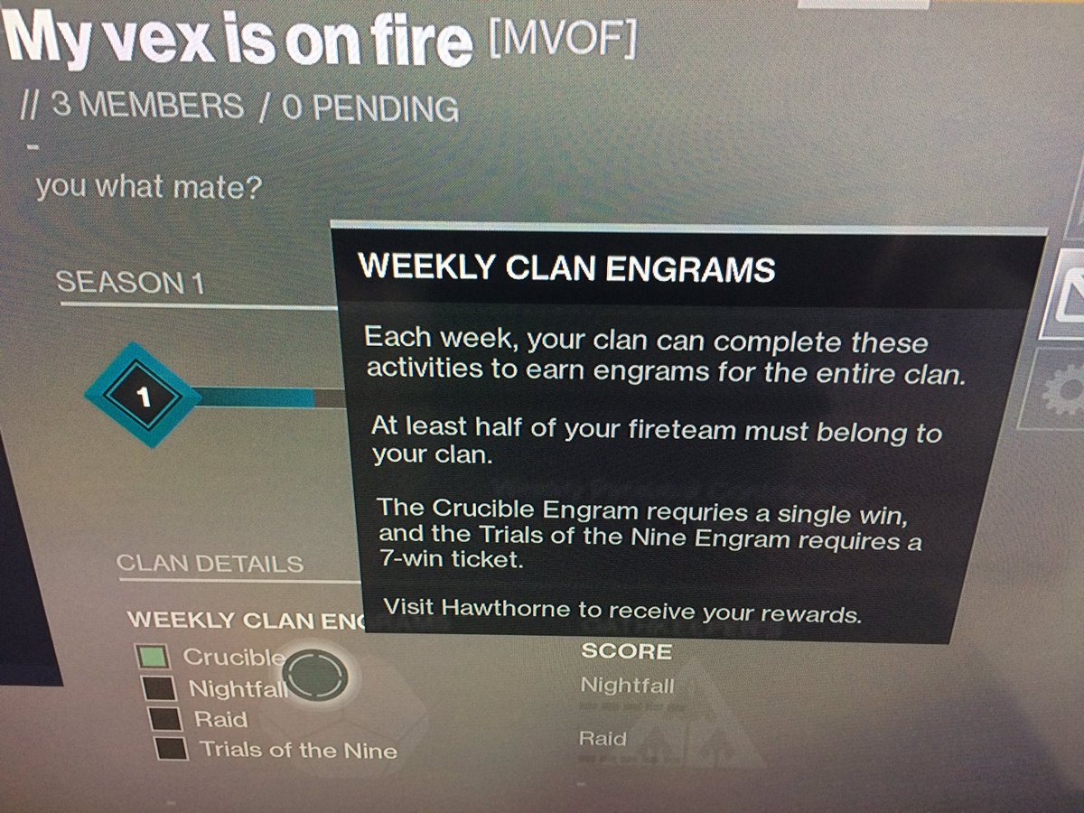 PulseHRMikey's tweet photo. @BungieHelp @bungie found a spelling error on the clan page - 'requires' is spelt wrong the first time on this pop up 👍 #EagleEyedWarlock https://t.co/8KwBJw7YqE