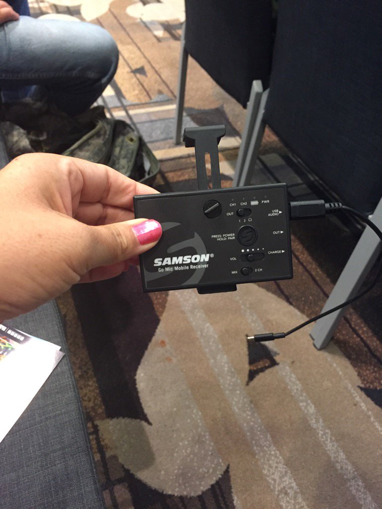 SandraGonzalez2's tweet photo. So @MarkPKXLY tells us for 250 bucks you can attach this to an iPhone and do live shots. #GeekOut17 EIJ17 https://t.co/uRVeh4AKes