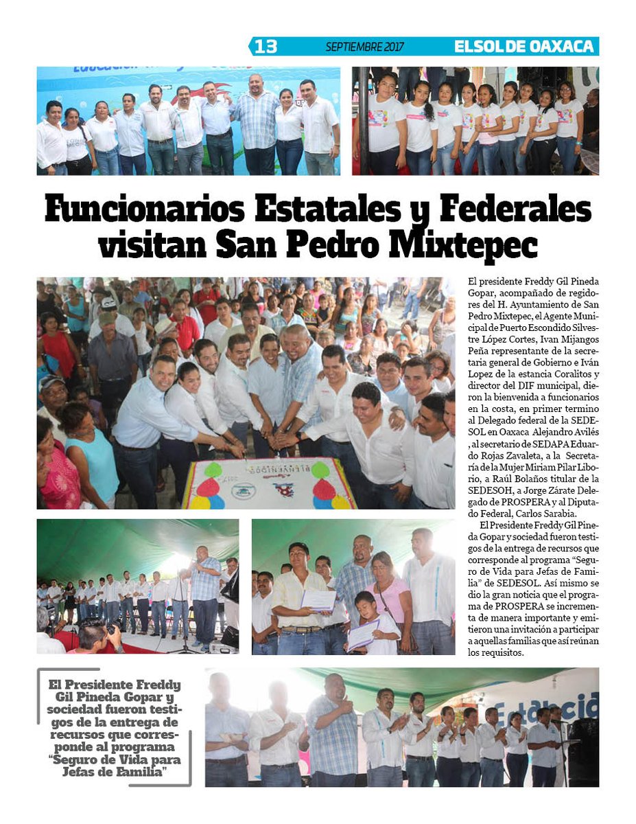 VicManOaxaca's tweet photo. #ElSoldeOaxaca #EjemplarSept #Pag13
Funcionarios Federales y Estatales visitan #SanPedroMixtepec
@FREDDYGILPINEDA https://t.co/MvKgjiWNDT
