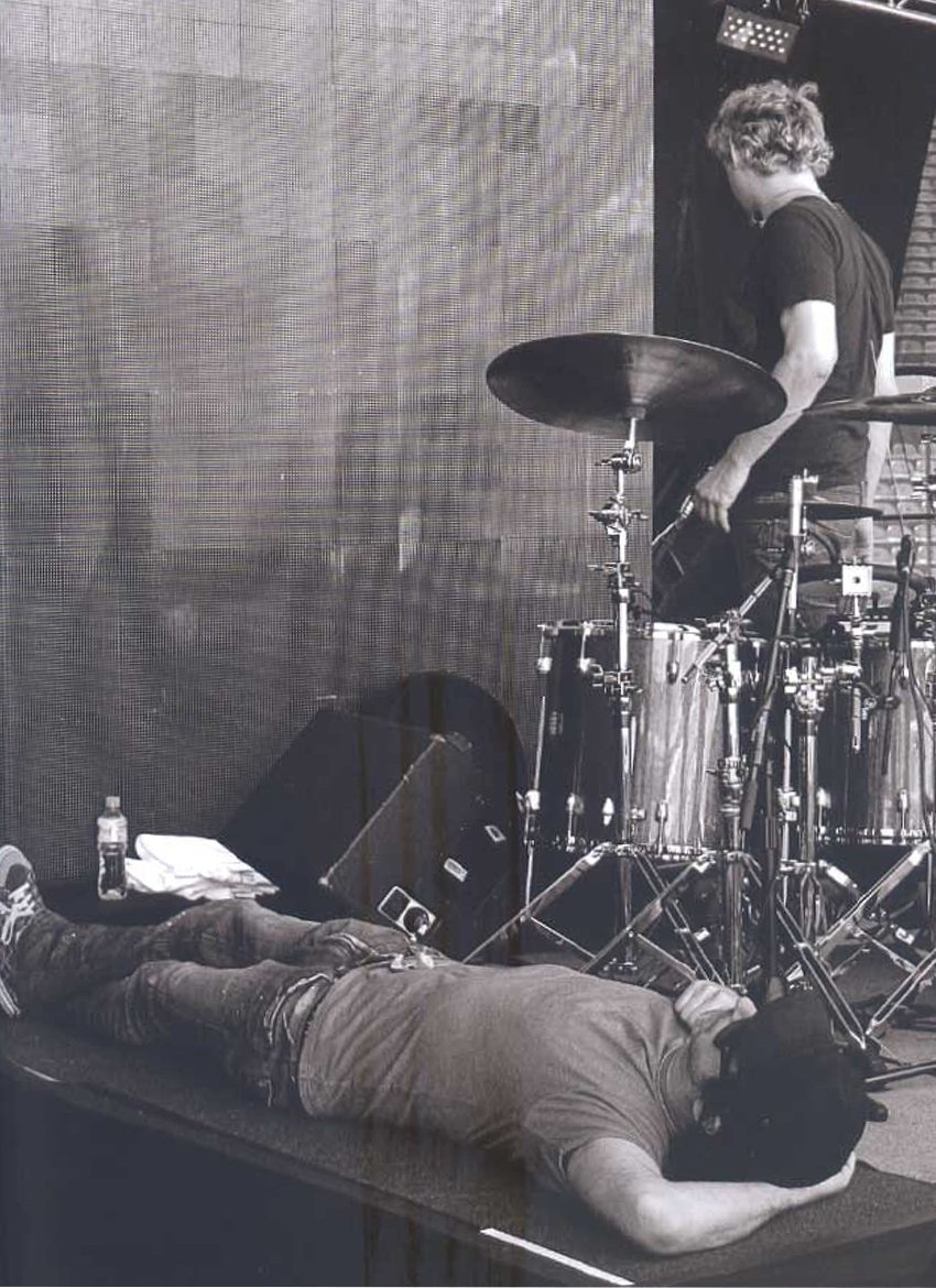 Soda Stereo durante la prueba de sonido en el Estadio Tres de Marzo de Guadalajara, Jalisco, el 12 de Noviembre de 2007.