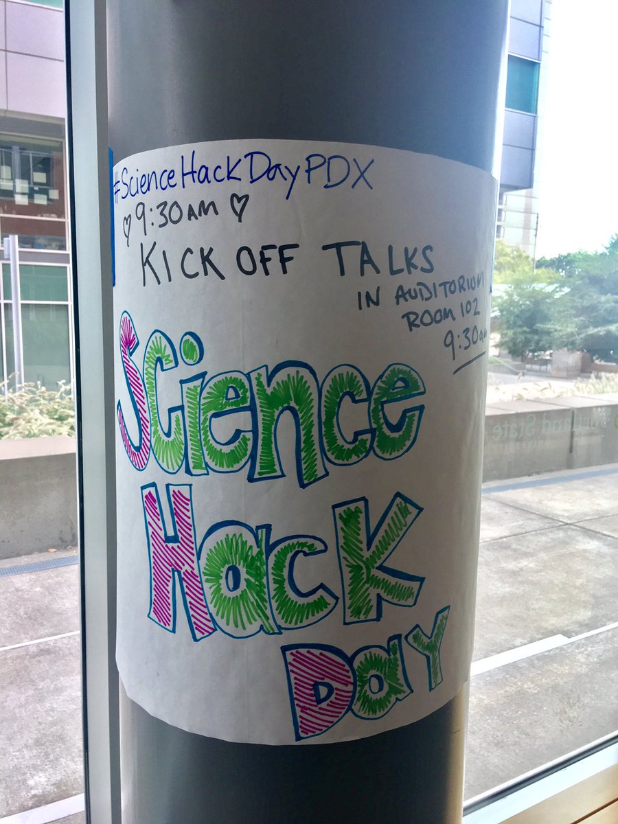 ashleydfarley's tweet photo. Very excited to attend #ScienceHackDayPDX. Love seeing so many people excited to get geeky & play around with science https://t.co/M1ZVSg11nO