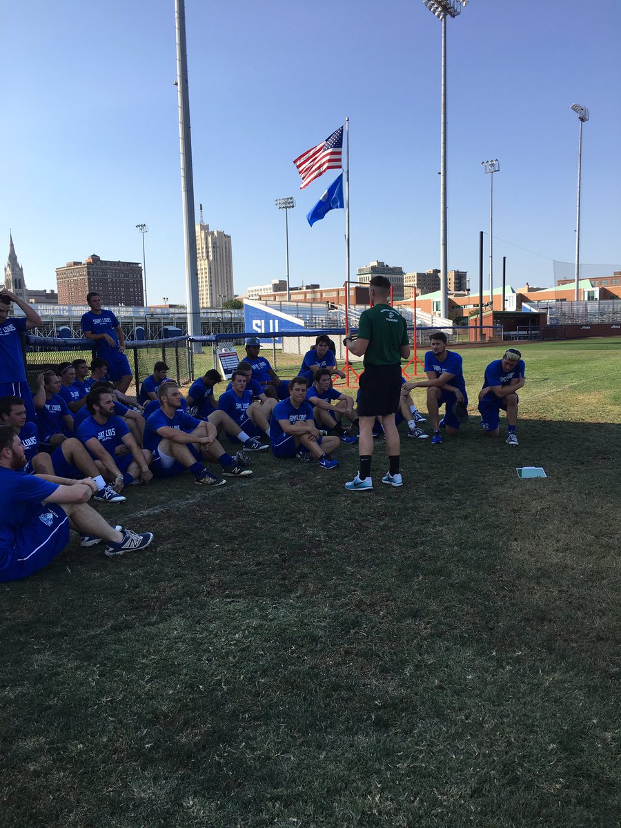 wbradley03's tweet photo. Foundations of leadership led by @SLUBaseball alumni and Marine Captain Tom Pinnell #sacrificeself-interest https://t.co/kJeRnx1xQf