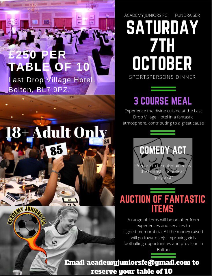 An evening of entertainment only 25 for a ticket! Can't make up a table of 10? Don't worry email in with who you'd like to sit with 💚