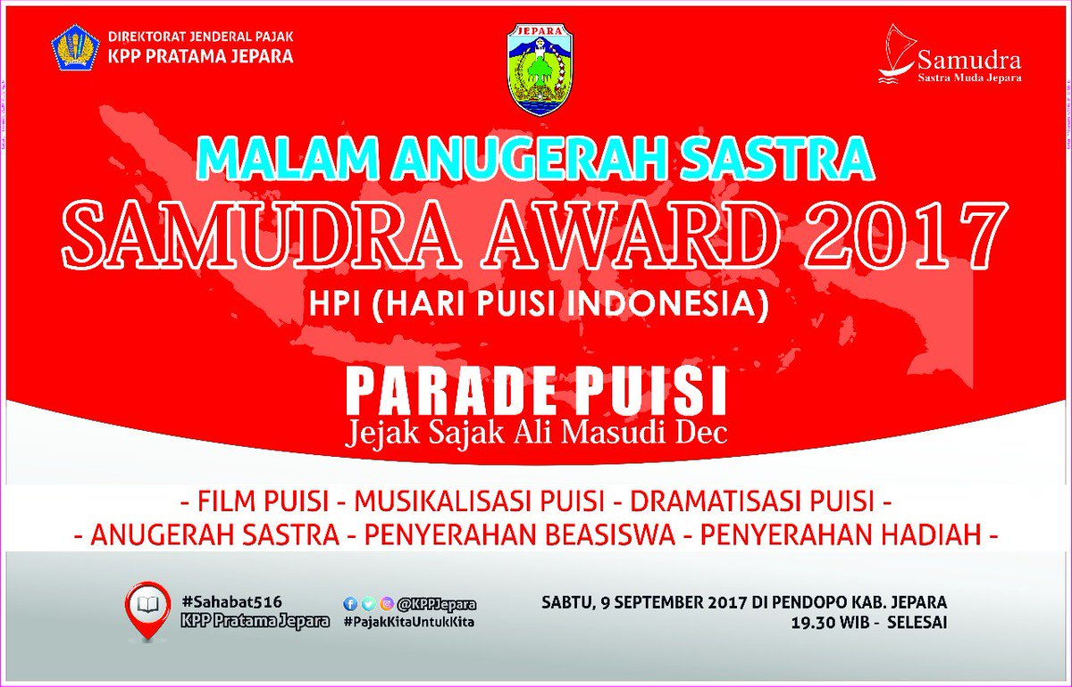 <a href="/PajakJateng1/">#PajakKitaUntukKita</a> @Denhasan1 <a href="/UungEka/">Eka Damayanti</a> <a href="/Stakof/">Rumail Abbas (ꦫꦸꦩꦻꦭ꧀ ꦄꦧ꧀ꦧꦱ꧀)</a> <a href="/PestaBaratan/">Lembayung Production</a> <a href="/PajakMania/">PajakMania</a> <a href="/dusone/">yy</a> <a href="/pandupajak/">#LiterasiFinancial</a> <a href="/VisitJepara/">#DiJeparaAja</a> <a href="/endaryono/">#DirumahAja</a> <a href="/JsbJepara/">cj 🤍܁ᅠᅠᅠᅠᅠᅠᅠᅠᅠᅠᅠᅠᅠᅠᅠᅠᅠᅠᅠᅠᅠᅠᅠᅠᅠᅠᅠᅠᅠᅠᅠᅠᅠᅠᅠᅠᅠᅠᅠᅠᅠᅠᅠᅠ</a> @prabusaktiid @hdiankristiandi <a href="/yovieyola/">Yovieta Lola</a> <a href="/rlisafm/">R-lisa FM Jepara</a> @LaskarPuisi @jblogcom <a href="/Susierna/">Penutur Perempuan</a> #Sahabat516 Yuk kita merapat ke Pendopo, saksikan "Malam Anugerah Sastra" #SamudraAward2017. Tema PARADE PUISI: Jejak Sajak Ali Masudi Dec