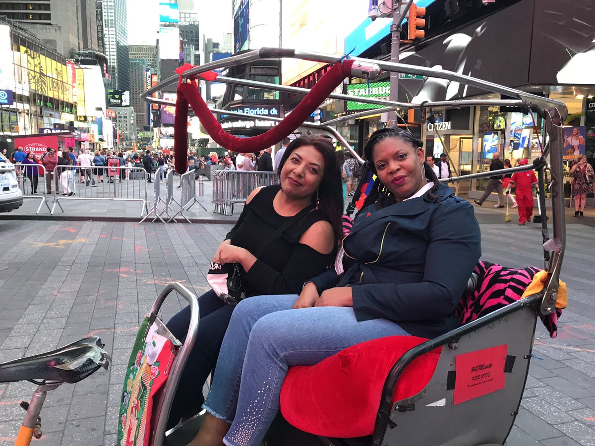 SAdamsAvery's tweet photo. #PRDivas #SheenaandSherrytakemanhattan #Nash2NYFW #NYCtakeover @SAACONNECTS & @SherryParfait riding through Times Square https://t.co/1P4HRXYL4d