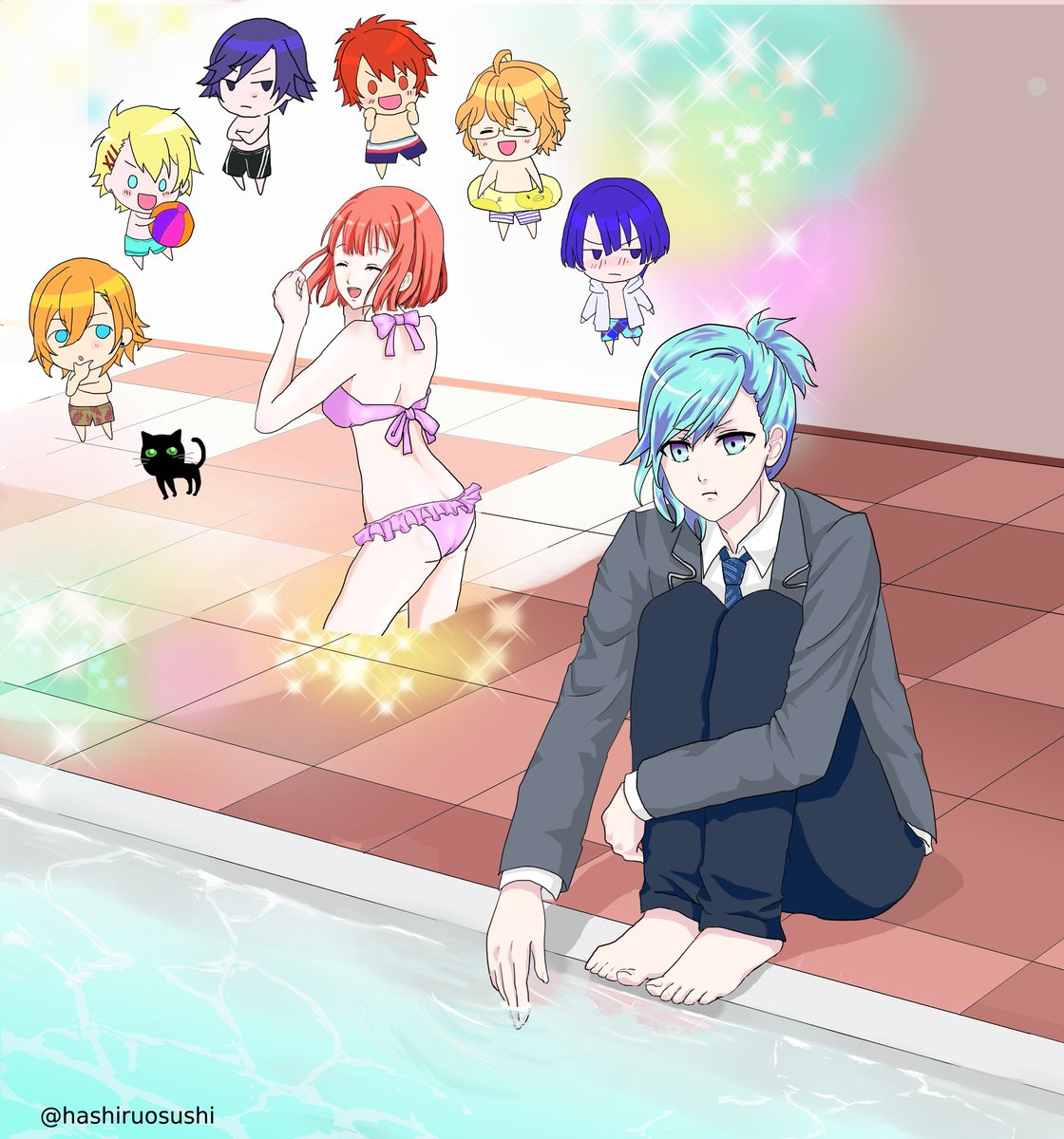 ぶい Sur Twitter 最近pcでお絵かき始めてみたら 楽しい 上達するように頑張ろう うたプリasas藍 早乙女学園プール 春ちゃんの学生時代に思いを馳せる藍ちゃん 好きなんです お絵かき うたプリ 美風藍