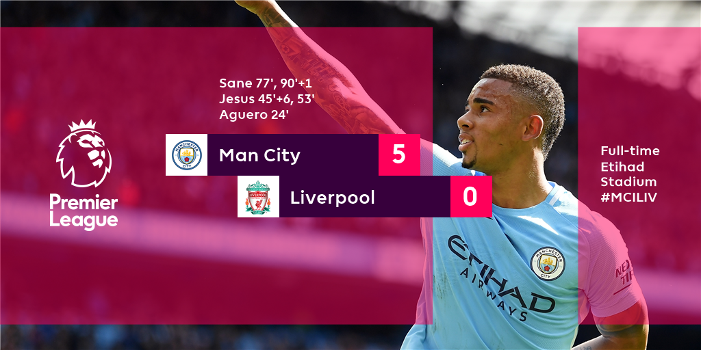 Premier League On Twitter Man City Pull Off A Comprehensive Victory Over Liverpool For Whom Sadio Mane Was Dismissed In The First Half Mciliv Https T Co Uwenhtsszq