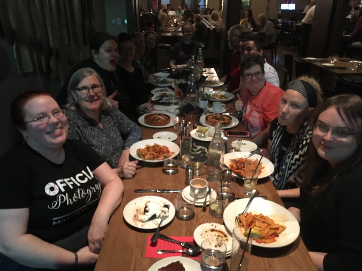 dead_lugosi's tweet image. Many thanks to the amazing group who came together for dinner last night. Was so lovely I completely lost track of time 💜💙💚💛❤️ #pnwphp