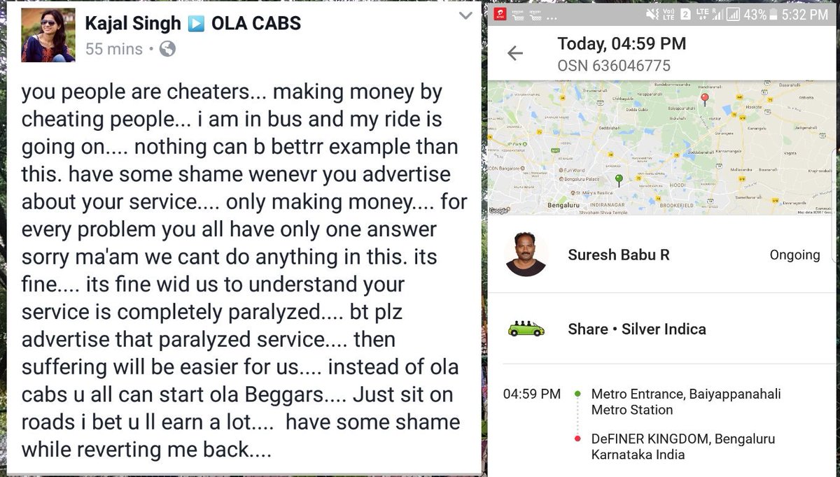 kajalaryan26's tweet image. @Olacabs #AvoidOla #OlaTheCheaters #SayNoToUnprofessionalOla save urself frm mental torture #DontRideOla they r #ShamelessOla