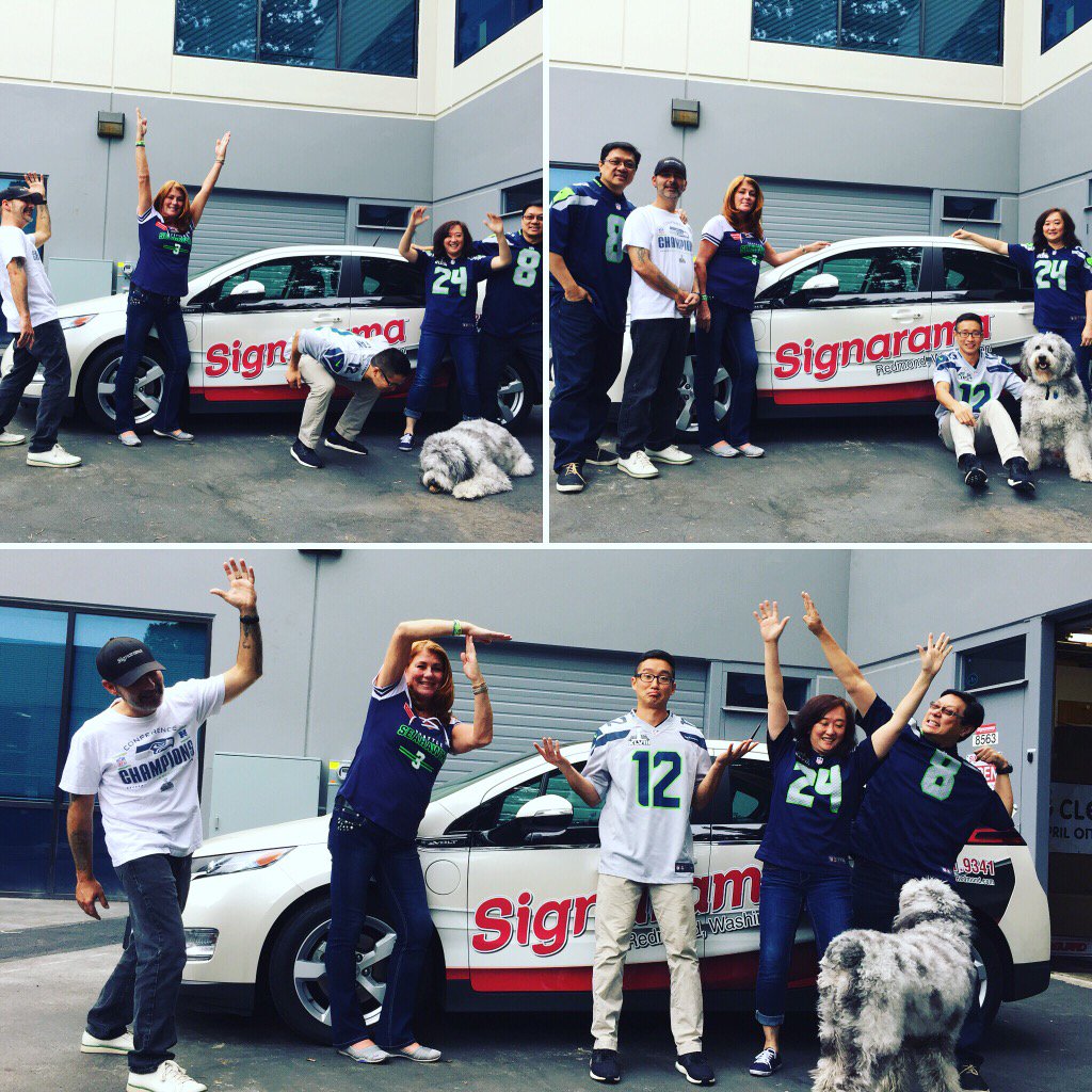 SignsRedmond's tweet photo. It's Team Blue Friday at #Signarama #Redmond #SignCenter - #GoHawks !!! https://t.co/reo5WIuh7O
