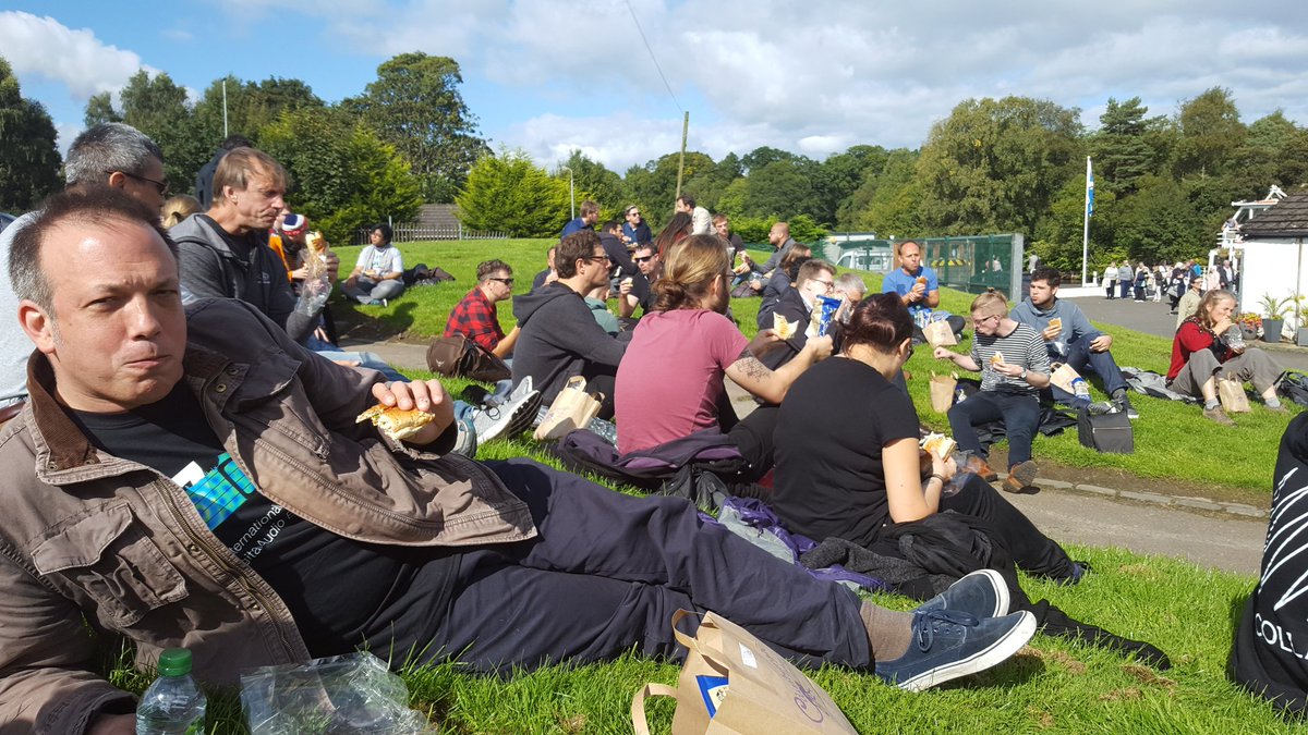 dafx17edinburgh's tweet photo. Sun's out, lunch out #DAFx17 https://t.co/e9Hu87Tyae