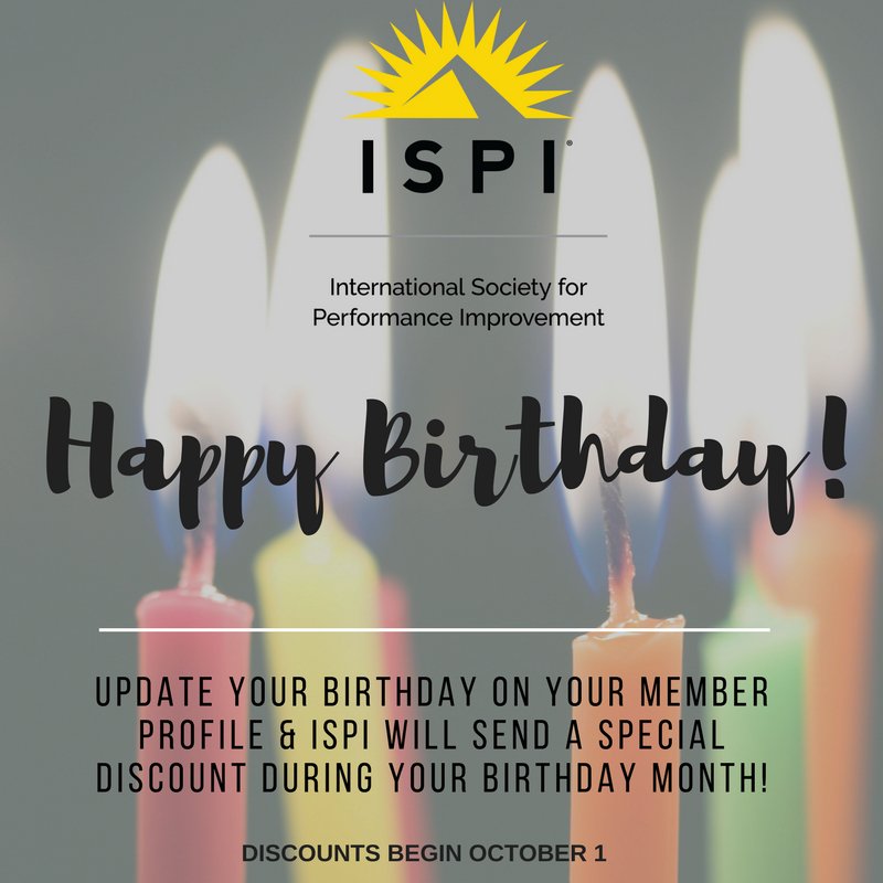 ISPI1962's tweet photo. Happy Birthday! ISPI wants to celebrate you - update your Member Profile to get a special discount offer during your birthday month! https://t.co/aMzPctSqZm