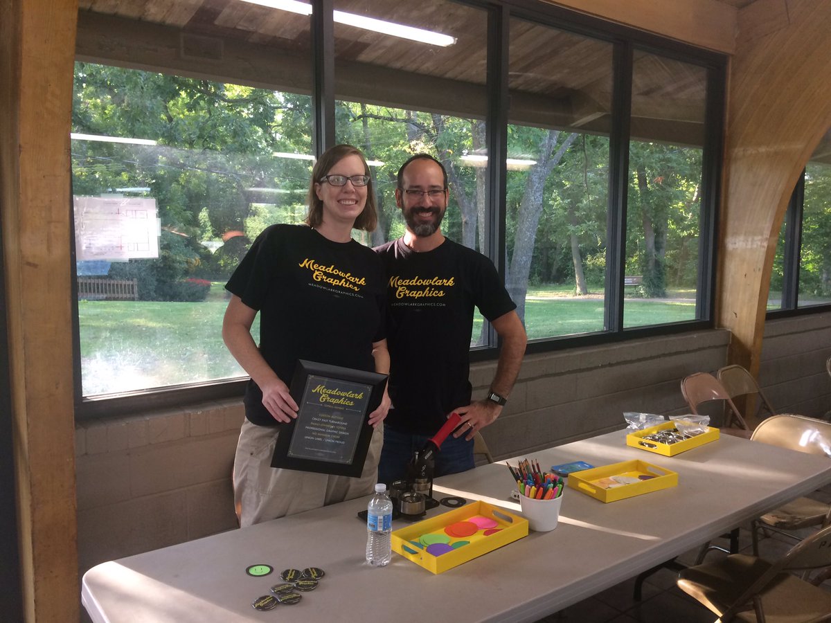 meadowlarkgraph's tweet photo. We're at the Shawnee County Suicide Prevention 5K Walk/Run this morning hosting a DIY button booth! https://t.co/ssQcf6IJEH