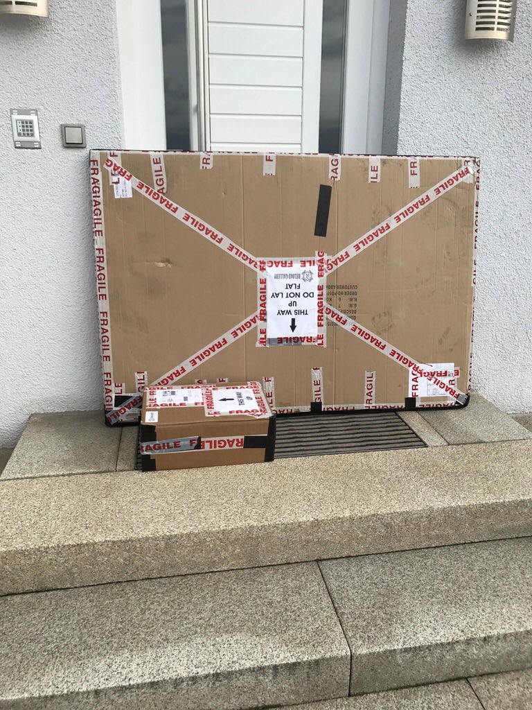 Just wondering how much more guidance <a href="/UPS/">UPS</a> @UPSHelp need delivering a fragile package. Left out in rain, footprints &amp; damage all over it.