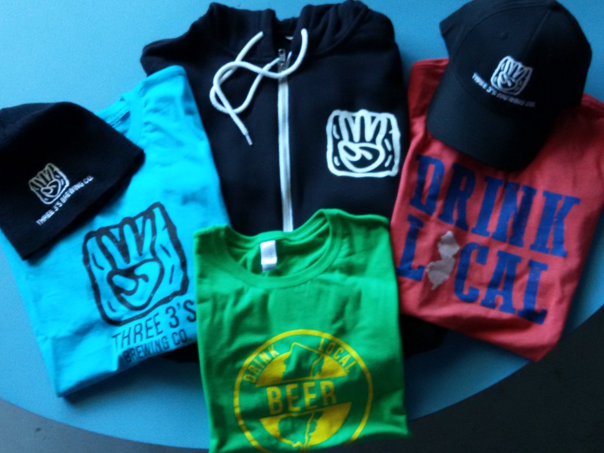 three3sbrew's tweet photo. Stop in and today 1-9 to get your Three3's gear along with a tour, pour or growler fill! #beer #njcb #rodeorobot #appleprinting #drinklocal https://t.co/cpVQzPha9F