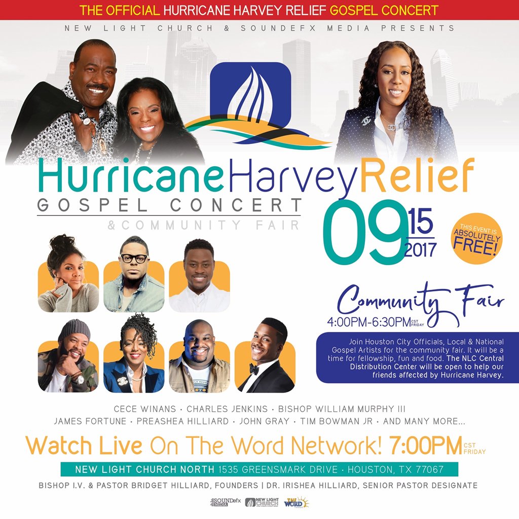 FREE CONCERT with CeCe Winans, William Murphy, John Gray, James Fortune &amp; More.....  Harvey Relief Gospel Concert LIVE ON The Word Network