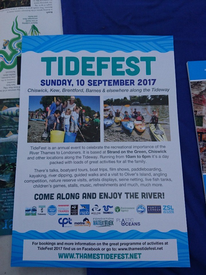 ThamesEstPart's tweet photo. No plans for #Sunday? Come join us, @IFMFish @Thames21 @OneLessBTL at #Tidefest on #StrandontheGreen #Chiswick for more #funwithfish https://t.co/ZHeireVPtL