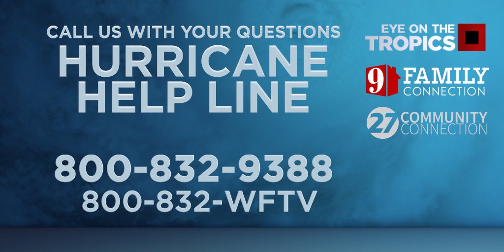 WFTV's tweet image. Have questions about #Irma? We are here to help with our Hurricane Help Line.